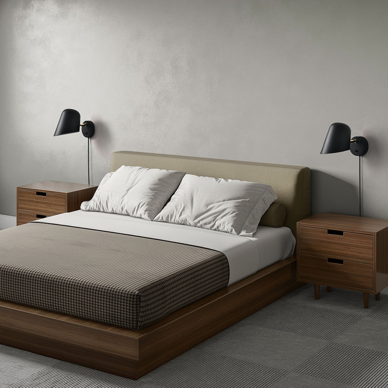 Matte Black and Brushed Brass Plug-In Wall Sconce with LED Light