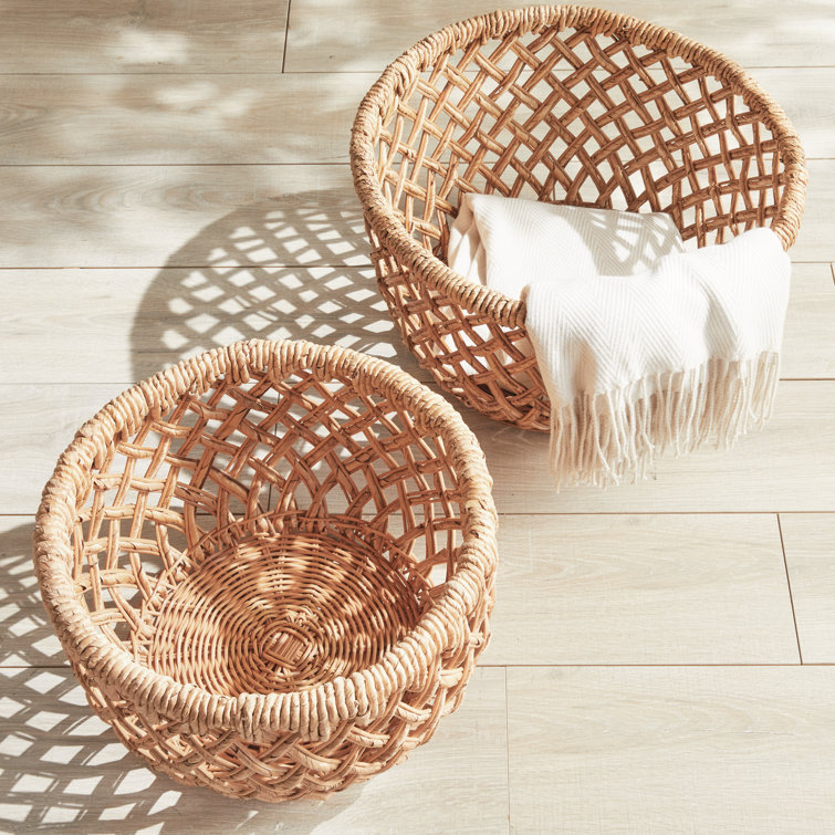 Natural Seagrass Oval Storage Baskets Set of 2