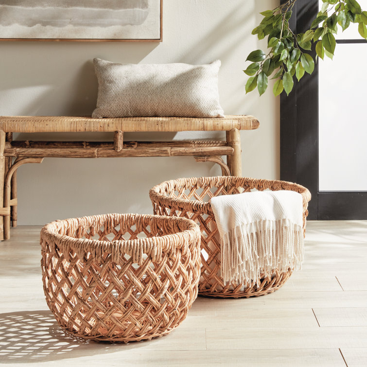 Natural Seagrass Oval Storage Baskets Set of 2