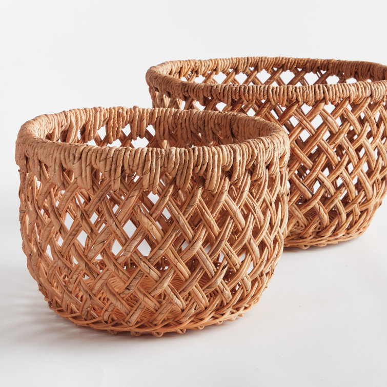 Natural Seagrass Oval Storage Baskets Set of 2