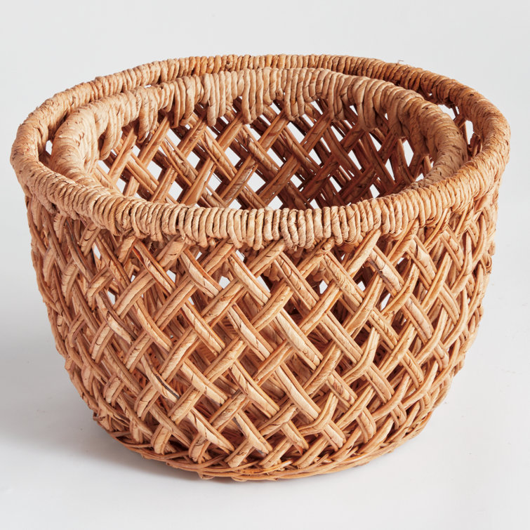 Natural Seagrass Oval Storage Baskets Set of 2