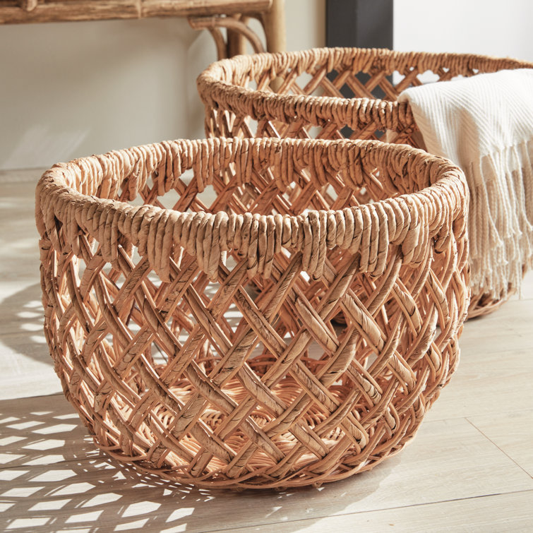 Natural Seagrass Oval Storage Baskets Set of 2