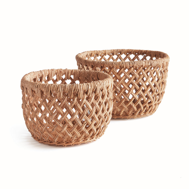 Natural Seagrass Oval Storage Baskets Set of 2