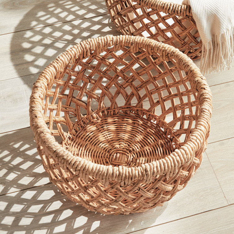 Natural Seagrass Oval Storage Baskets Set of 2