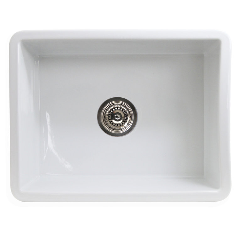 White Porcelain Enamel Glaze Single Bowl Fireclay Kitchen Sink