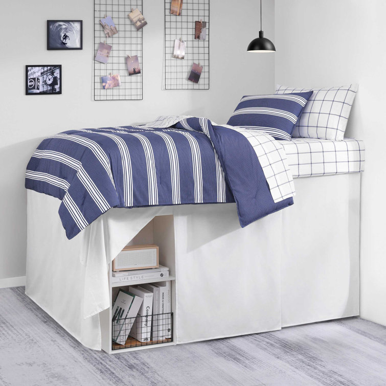 Navy Twin Cotton Reversible Comforter Set with Sham