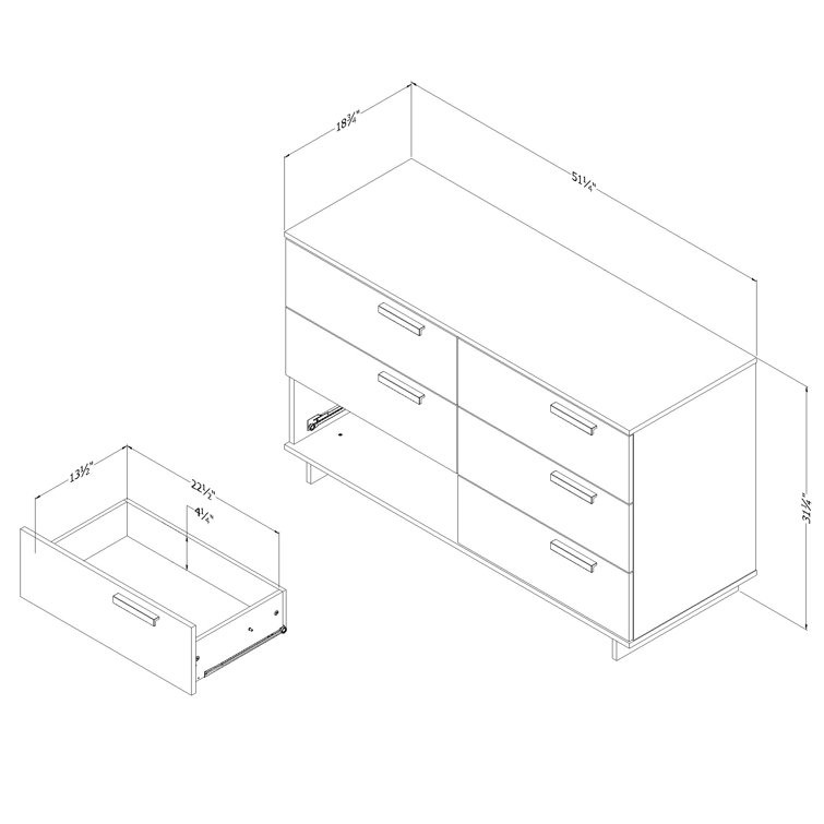 White Double Dresser with Extra Deep Drawers and Silver Handles
