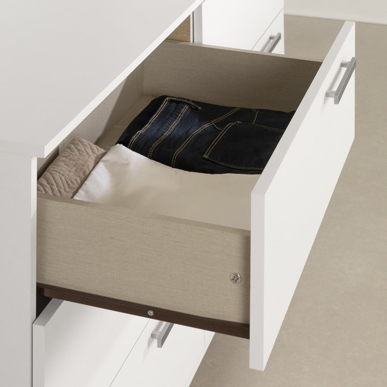 White Double Dresser with Extra Deep Drawers and Silver Handles