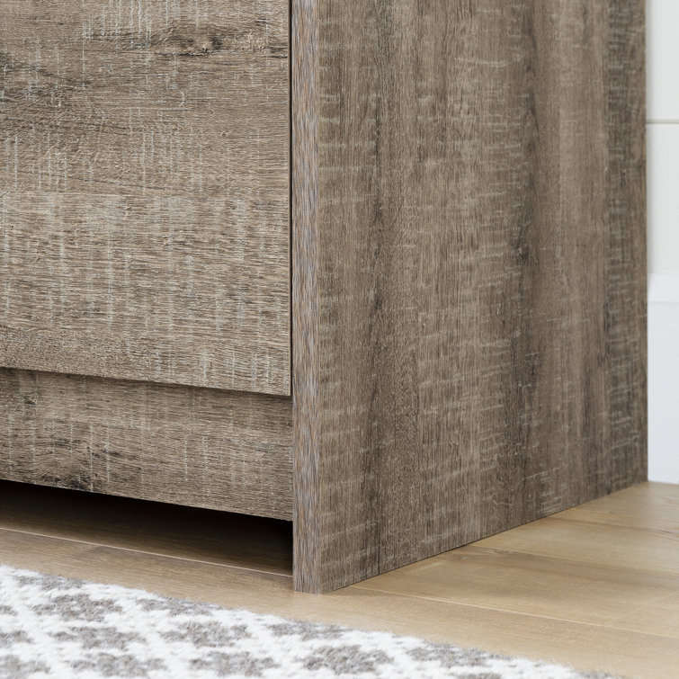 Weathered Oak Farmhouse Double Dresser with Six Drawers