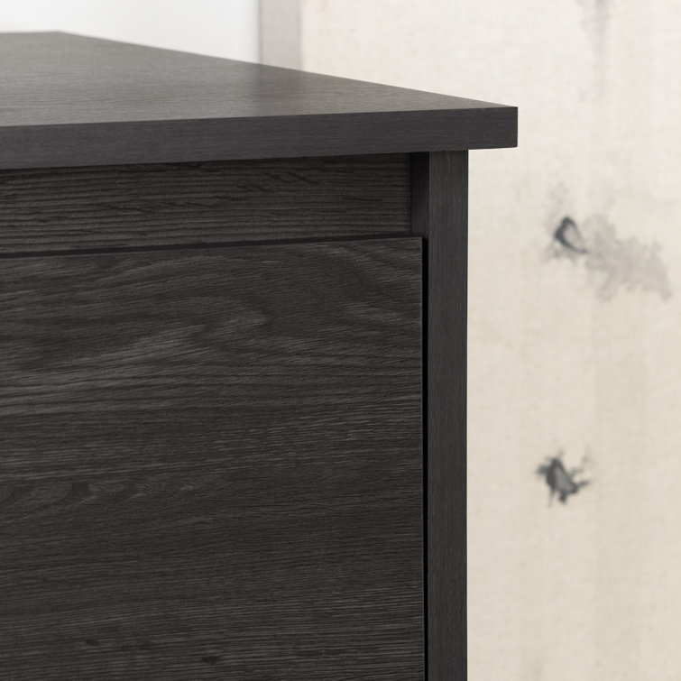Gray Oak Vertical 5-Drawer Chest with Metal Handles