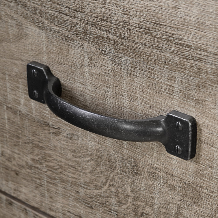 Weathered Oak Farmhouse Double Dresser with Six Drawers