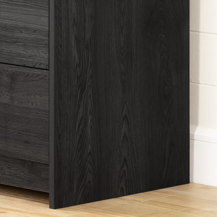 Gray Oak Vertical 5-Drawer Chest with Metal Handles