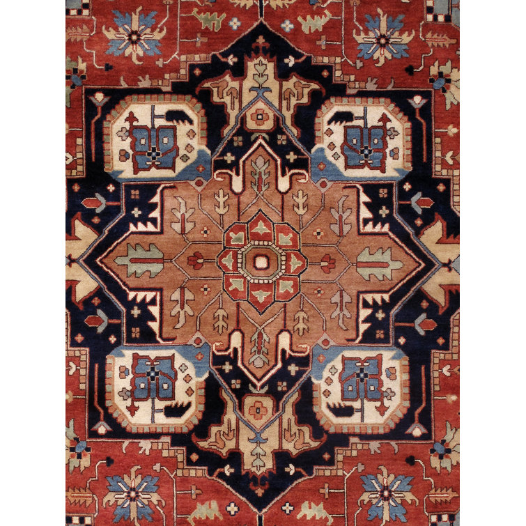 Hand-Knotted Black and Red Wool Oriental Rug, 8' x 10'