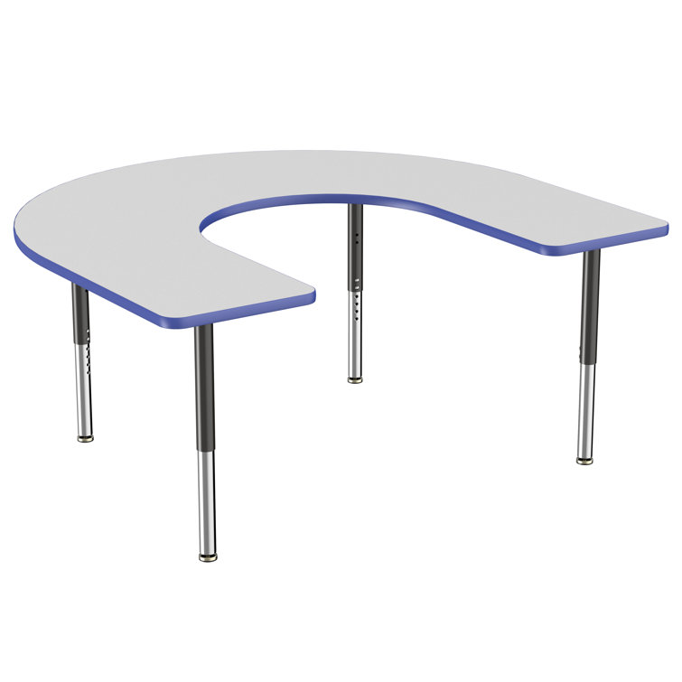 Gray and Blue Adjustable Horseshoe Activity Table with Metal Legs