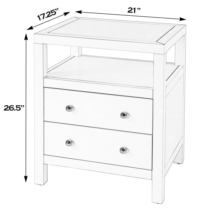 Smooth White 2-Drawer Nightstand with Gold Knobs