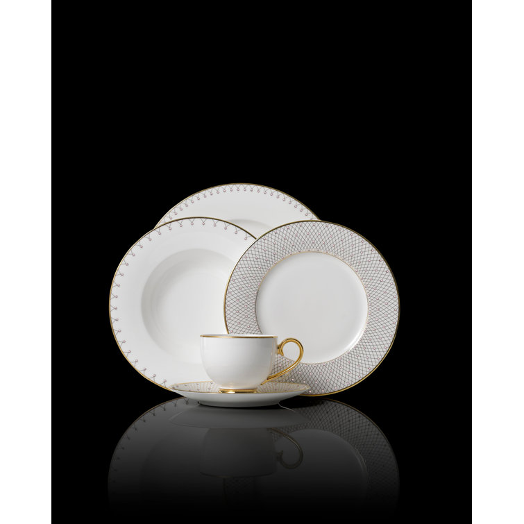 Gold and White Bone China Espresso Cup with Saucer