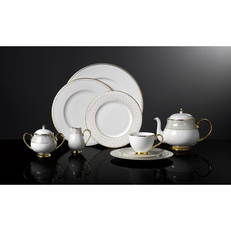 Gold and White Bone China Espresso Cup with Saucer
