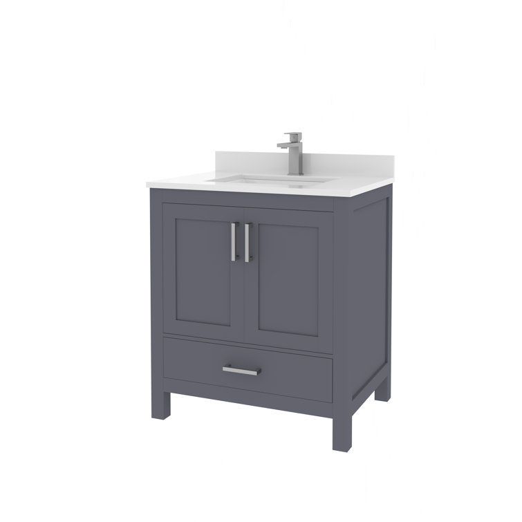 Charcoal Grey Solid Wood Freestanding Bathroom Vanity with Brushed Nickel Hardware