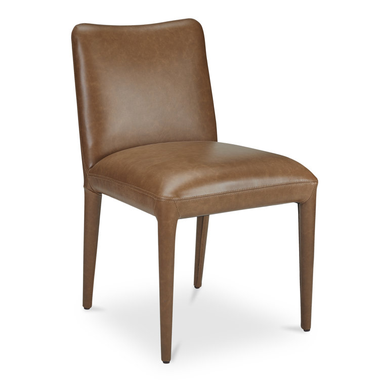 Brown High Back Upholstered Leather Dining Chair