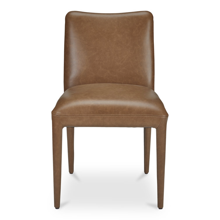 Brown High Back Upholstered Leather Dining Chair
