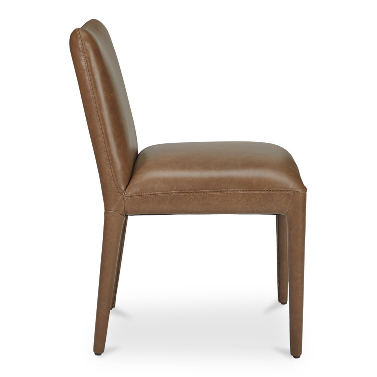 Brown High Back Upholstered Leather Dining Chair
