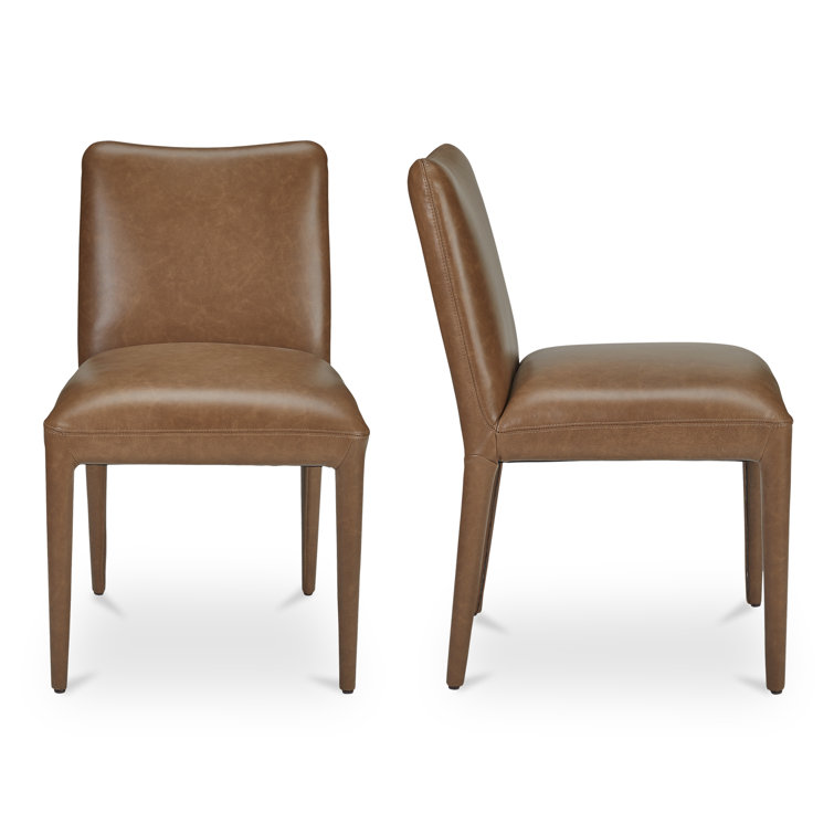 Brown High Back Upholstered Leather Dining Chair