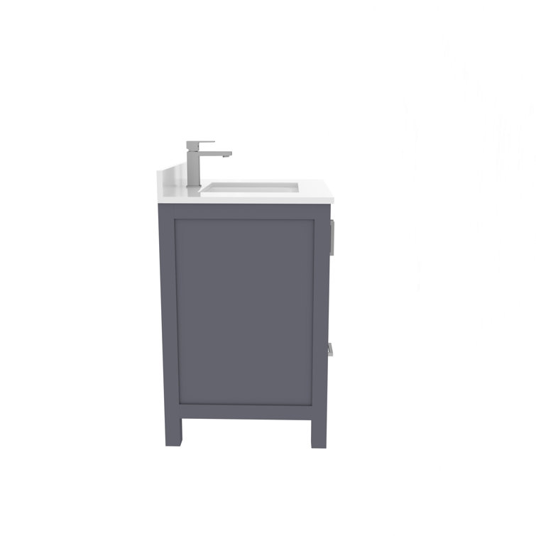Charcoal Grey Solid Wood Freestanding Bathroom Vanity with Brushed Nickel Hardware