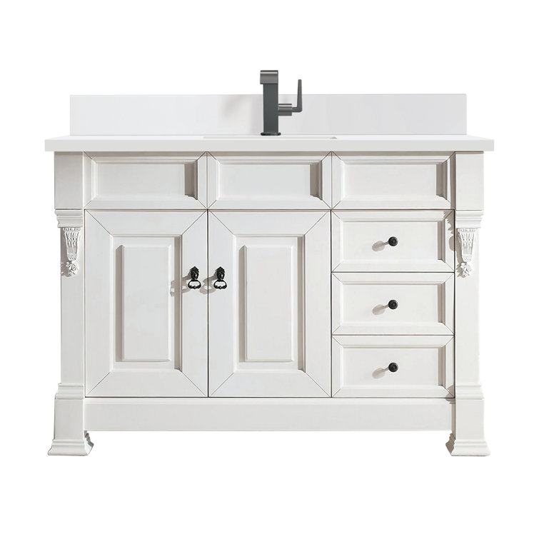 Bright White MDF Traditional Freestanding Single Vanity