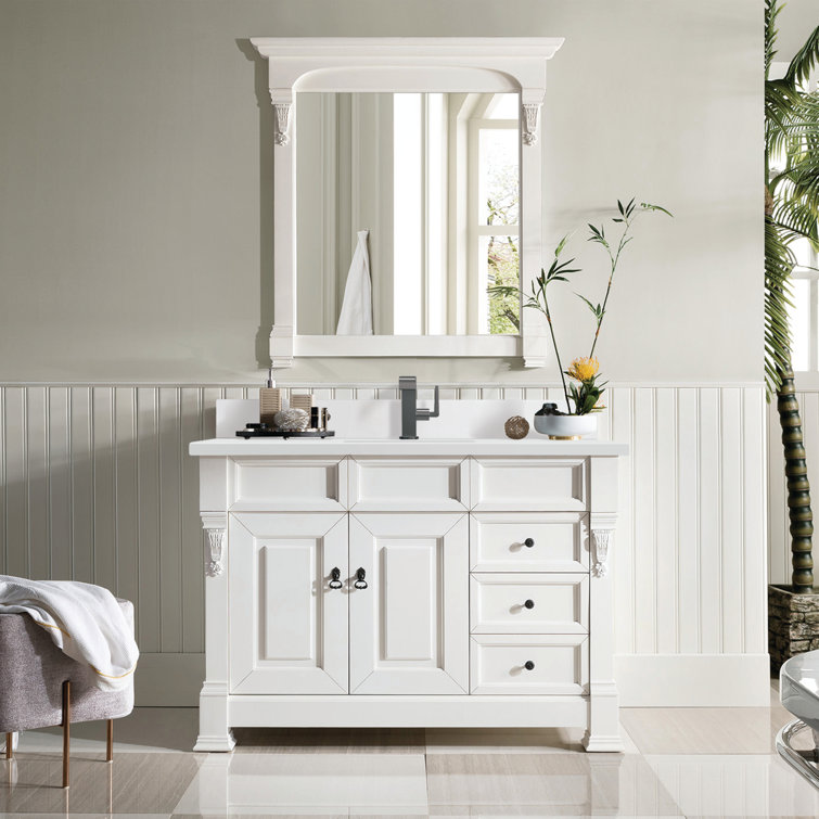 Bright White MDF Traditional Freestanding Single Vanity