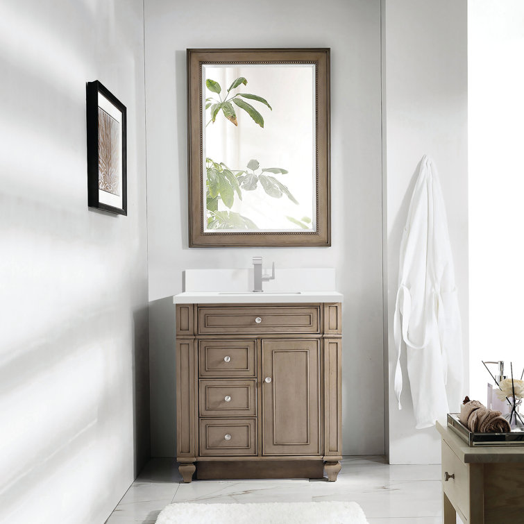 Whitewashed Walnut 30" Single Vanity with Porcelain Sink