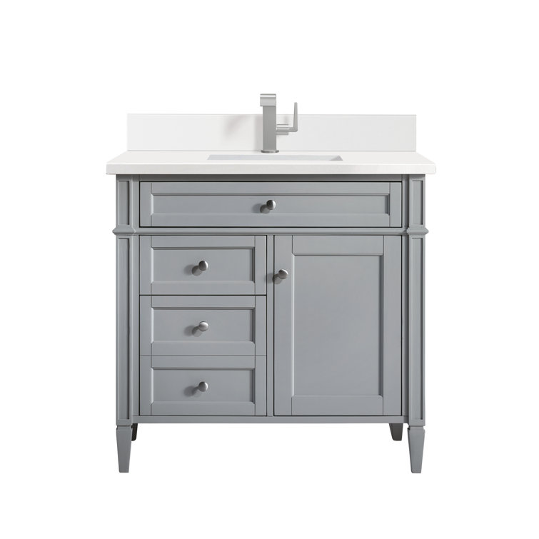 Urban Gray Solid Wood Single Vanity with Porcelain Sink