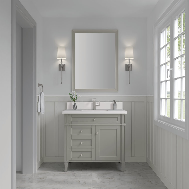 Urban Gray Solid Wood Single Vanity with Porcelain Sink