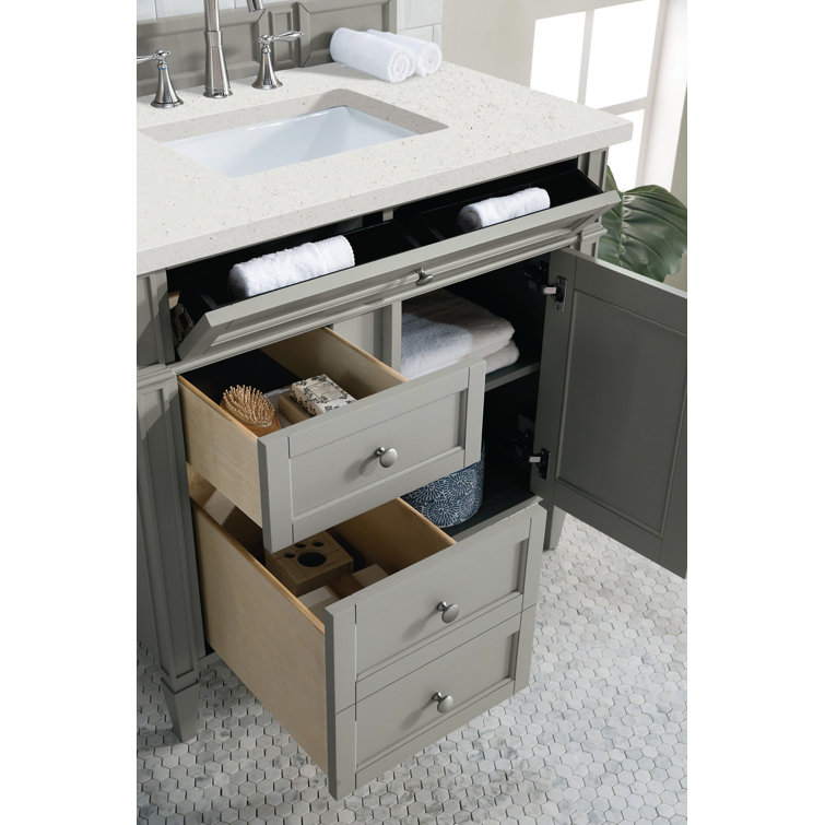 Urban Gray Solid Wood Single Vanity with Porcelain Sink