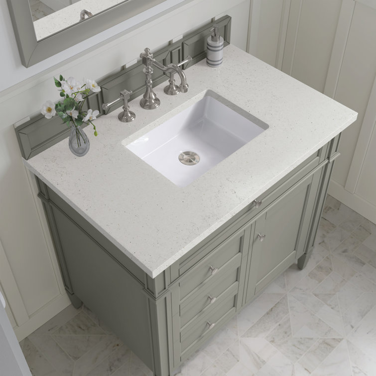 Urban Gray Solid Wood Single Vanity with Porcelain Sink