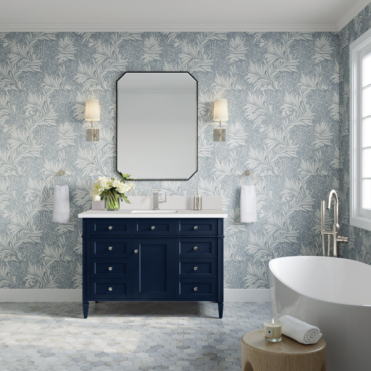 Victory Blue 48'' Transitional Solid Wood Single Vanity