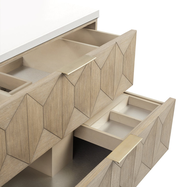 Pebble Oak 72" Double Freestanding Vanity with Solid Surface Top