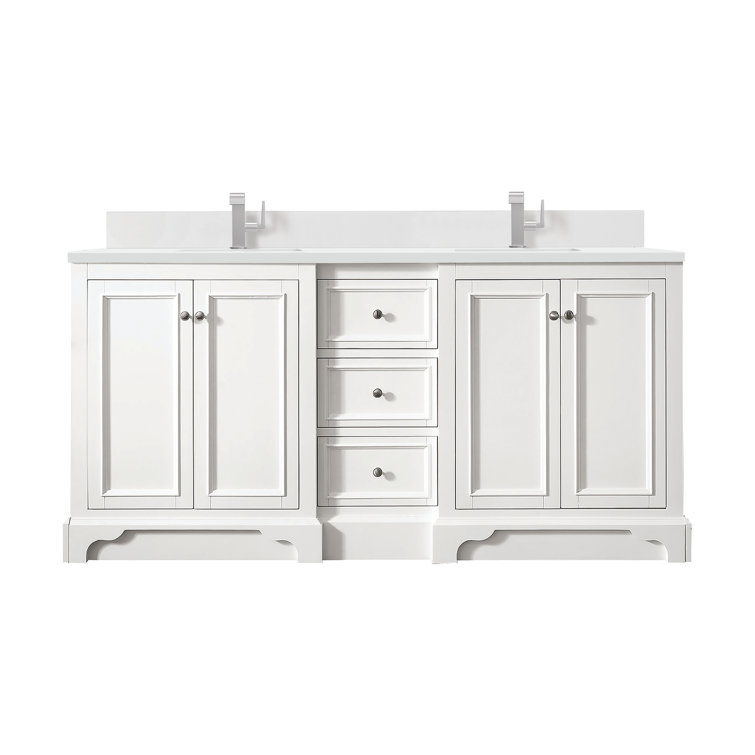 Bright White 72" Double Freestanding Plywood Vanity Cabinet