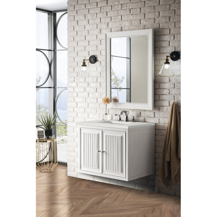 Athens 30" Glossy White Single Bathroom Vanity with Quartz Top
