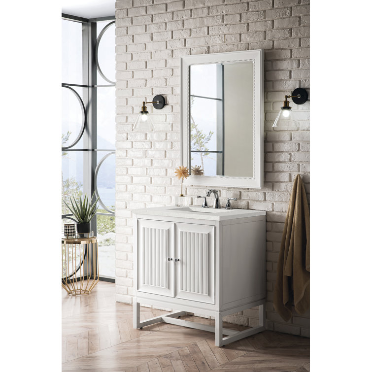 Athens 30" Glossy White Single Bathroom Vanity with Quartz Top