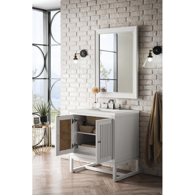 Athens 30" Glossy White Single Bathroom Vanity with Quartz Top