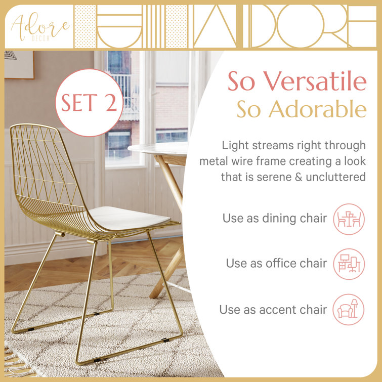 Gold Metal Faux Leather Upholstered Side Chair