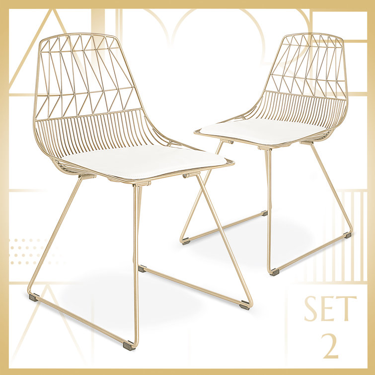 Gold Metal Faux Leather Upholstered Side Chair