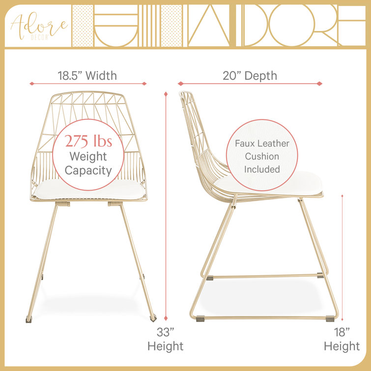 Gold Metal Faux Leather Upholstered Side Chair