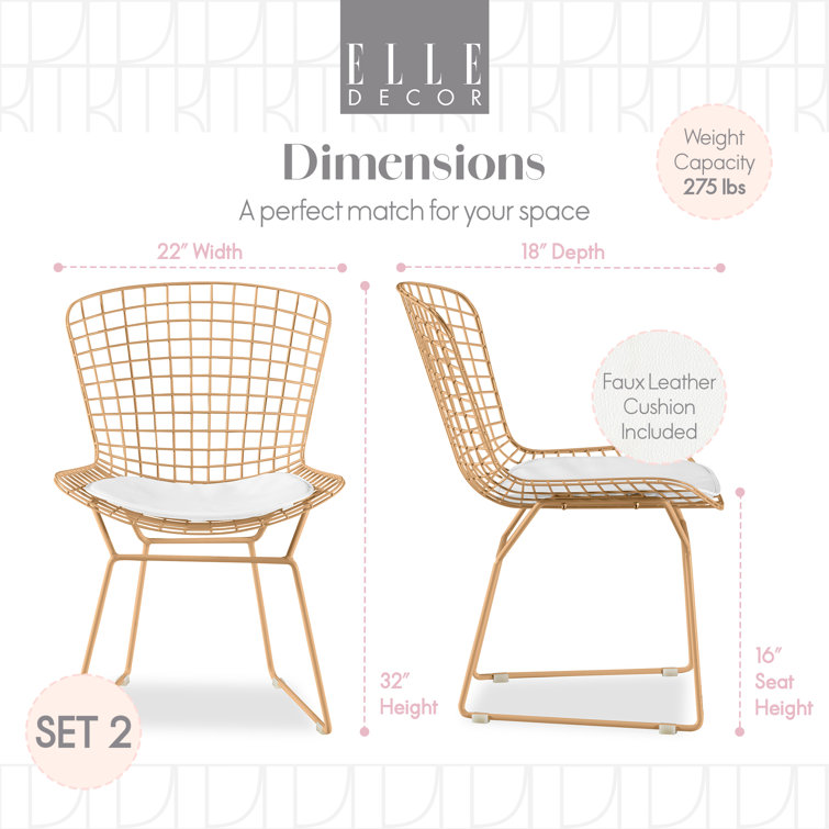 Mid-Century French Gold Metal Slat Side Chair Set