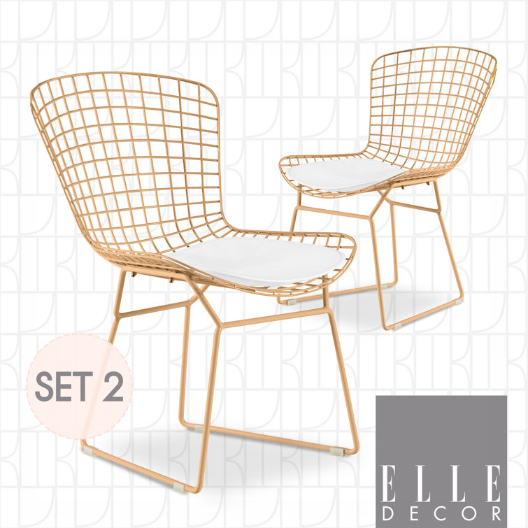 Mid-Century French Gold Metal Slat Side Chair Set