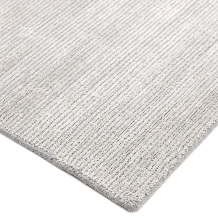 Gray Hand-Knotted Wool and Viscose Area Rug 8' x 10'