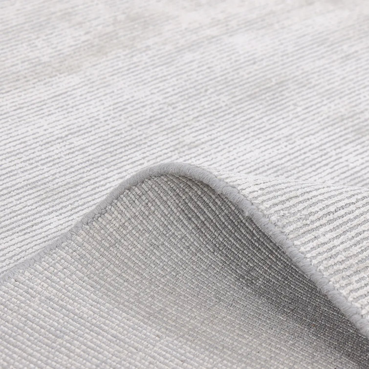 Gray Hand-Knotted Wool and Viscose Area Rug 8' x 10'