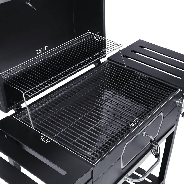 Royal Gourmet Black Stainless Steel 30-Inch Charcoal Grill with Smoker