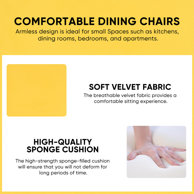 Mustard Velvet Upholstered Side Chair with Gold Metal Legs