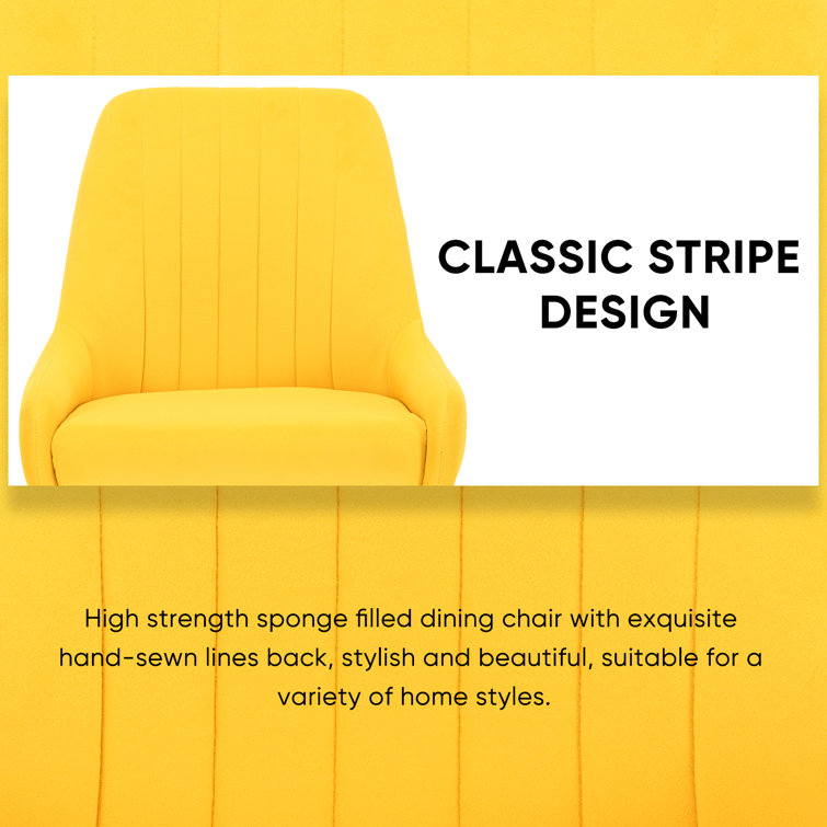Mustard Velvet Upholstered Side Chair with Gold Metal Legs